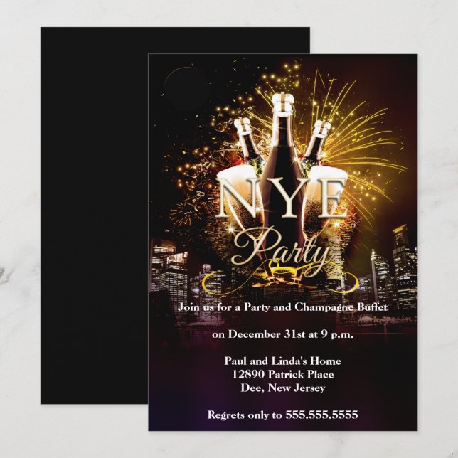 Elegant City Lights New Years Eve Party Invitation (Front/Back)