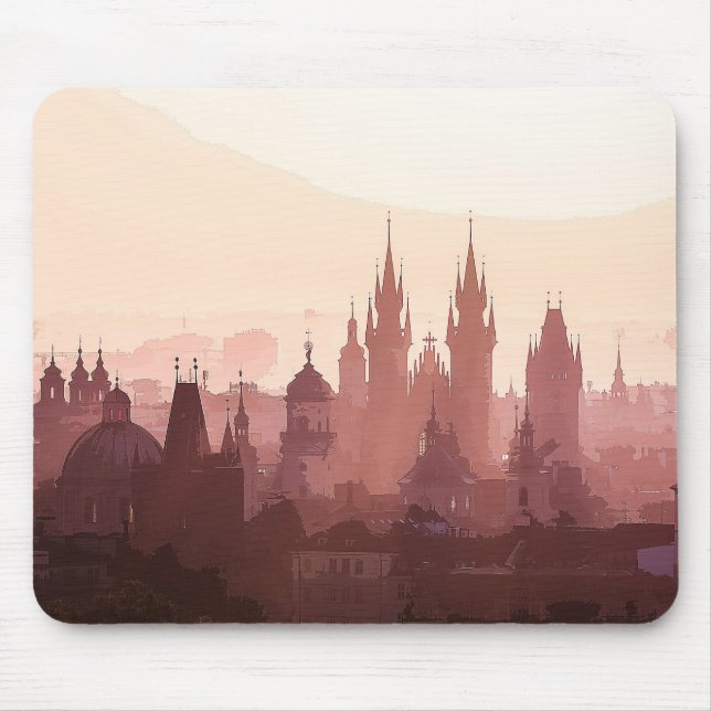 Elegant City of Prague Acrylic Artwork | Mouse Mat (Front)