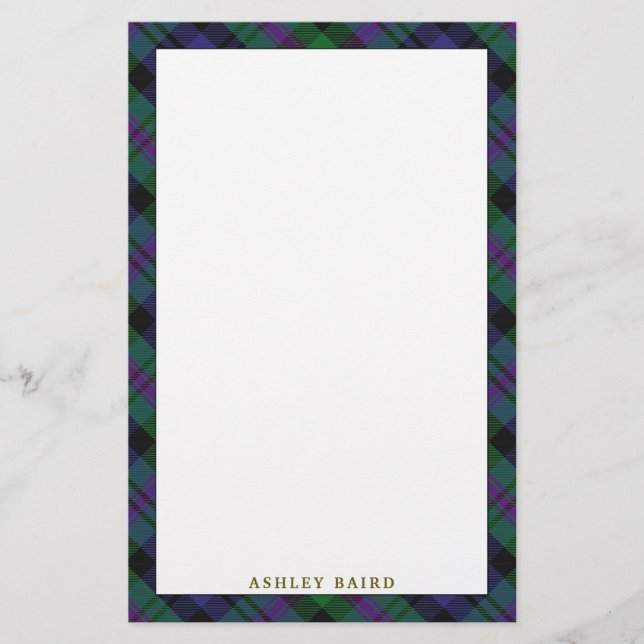 Elegant Clan Baird Tartan Plaid Stationery (Front)