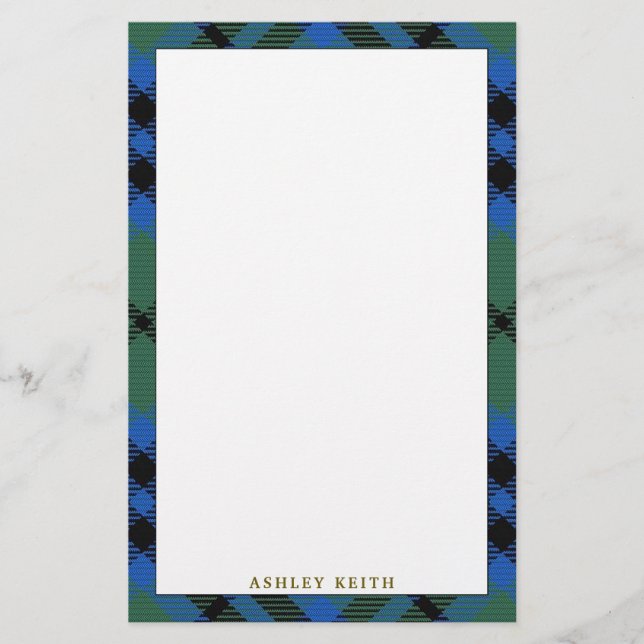 Elegant Clan Keith Tartan Plaid Stationery (Front)