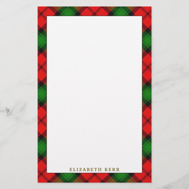 Elegant Clan Kerr Tartan Plaid Stationery (Front)