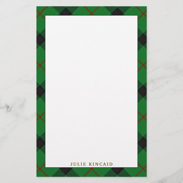 Elegant Clan Kincaid Tartan Plaid Stationery (Front)