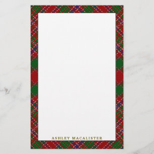 Elegant Clan MacAlister Tartan Plaid Stationery