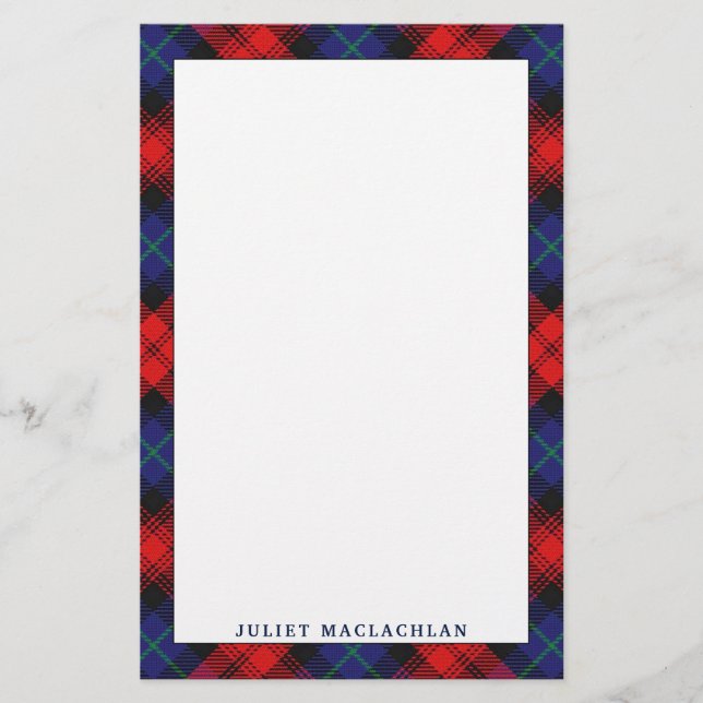 Elegant Clan MacLachlan Tartan Plaid Stationery (Front)