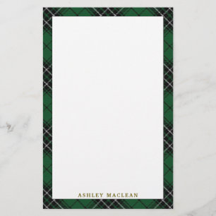 Elegant Clan MacLean Hunting Tartan Plaid Stationery
