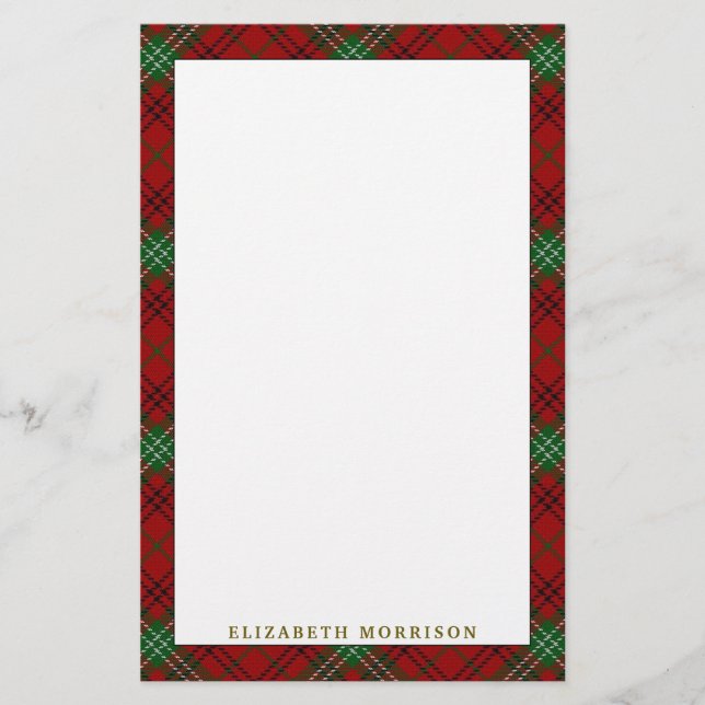 Elegant Clan Morrison Tartan Plaid Stationery (Front)