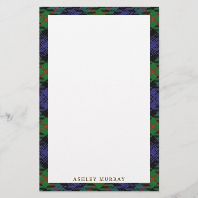 Elegant Clan Murray Tartan Plaid Stationery (Front)