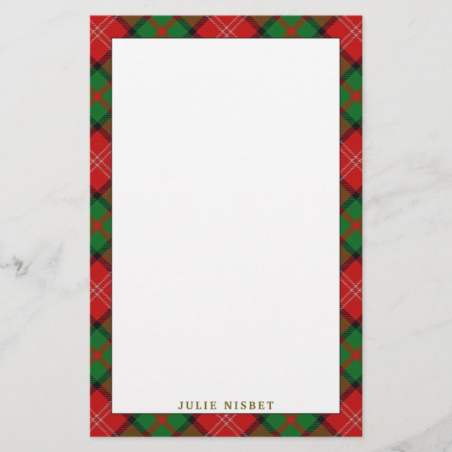 Elegant Clan Nisbet Tartan Plaid Stationery (Front)