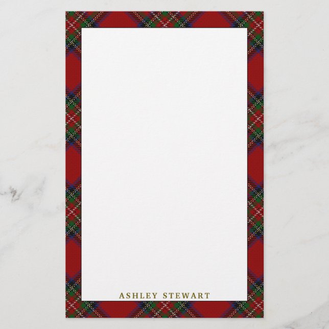Elegant Clan Stewart Tartan Plaid Stationery (Front)