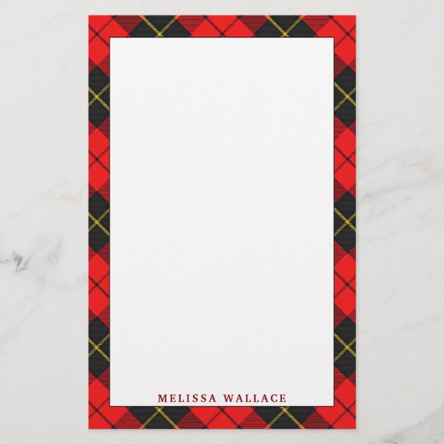 Elegant Clan Wallace Tartan Plaid Stationery (Front)