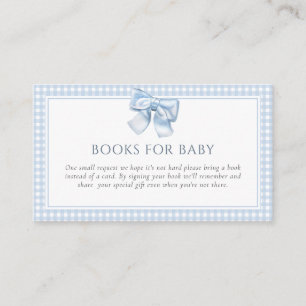 Elegant Clasic Gingham Blue Bow Books For Baby Enclosure Card