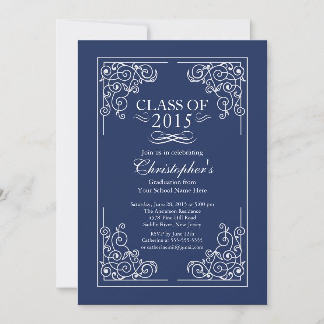 Elegant Class of 2015 Graduation Party Invitation (Front)