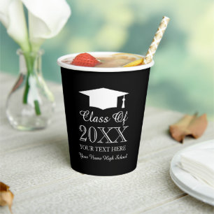 Elegant class of 2021 senior name graduation party paper cups