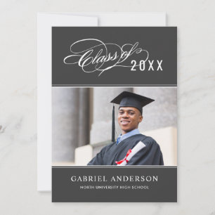 Elegant Class of 2024 Grey Photo Graduation Party Invitation