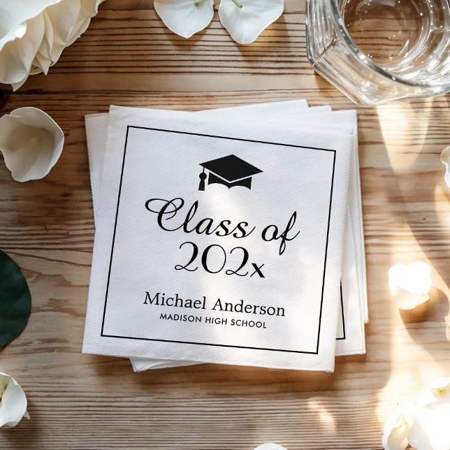 Elegant Class of 2025 Grad Cap Graduation Party Napkin (Creator Uploaded)