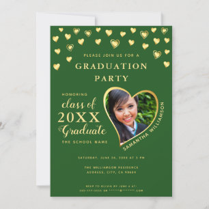 Elegant Class of 2025 Green and Gold Graduation Invitation