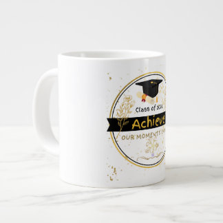 Elegant Class of 2026 Graduation Gold Floral Coffe Large Coffee Mug