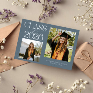 Elegant Class of 2026 Typography Grad Slate Blue Announcement