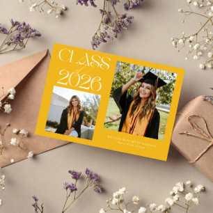Elegant Class of 2026 Typography Grad Yellow Announcement