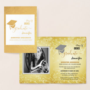 Elegant Class of 20XX, Photo, Topper Graduation Foil Card