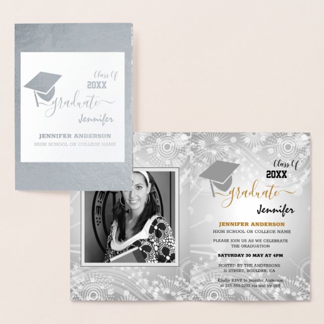 Elegant Class of 20XX, Photo, Topper Graduation  Foil Card (Display)
