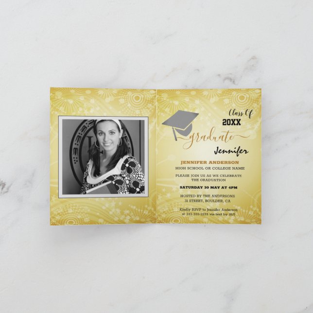 Elegant Class of 20XX, Photo, Topper Graduation Invitation (Inside)