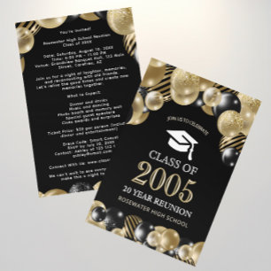 Elegant Class Reunion Black Gold Events Invitation