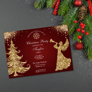 Elegant Classic Angel Christmas Dinner Party Invitation