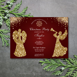 Elegant Classic Angel Christmas Dinner Party Invitation