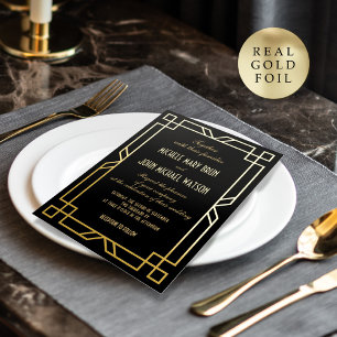 Elegant Classic Art Deco Simple Frame Black Gold