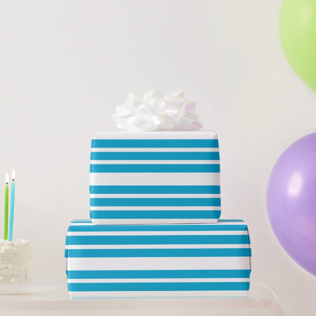 Elegant, Classic Baby Blue & White Stripes Pattern Wrapping Paper (Party Gifts)