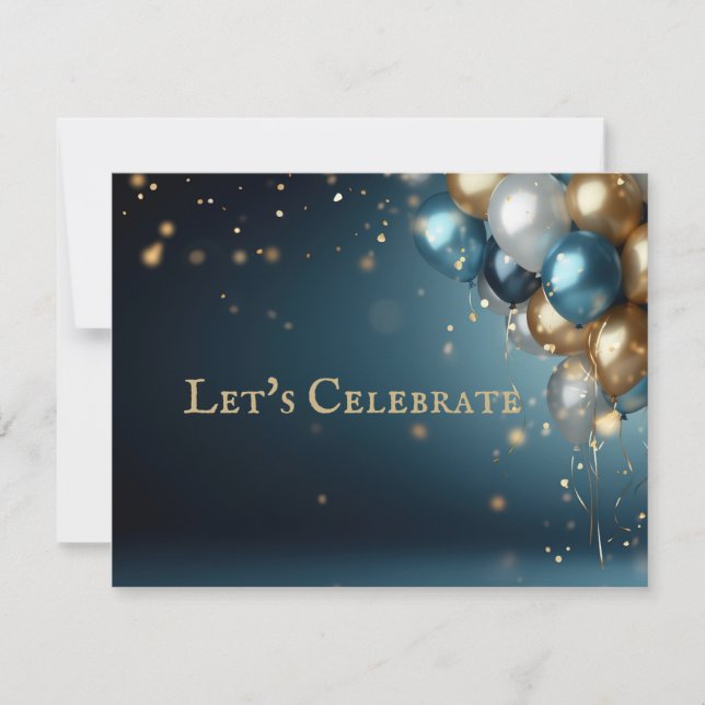 Elegant Classic Balloon Birthday Party Invite (Front)