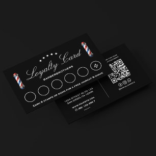 Elegant Classic Barber Pole Black Loyalty Business Card