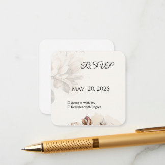Elegant Classic Beige Magnolia RSVP Card