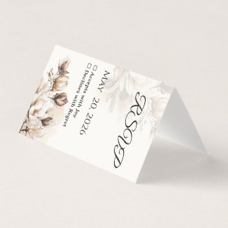 Elegant Classic Beige Magnolia RSVP Card