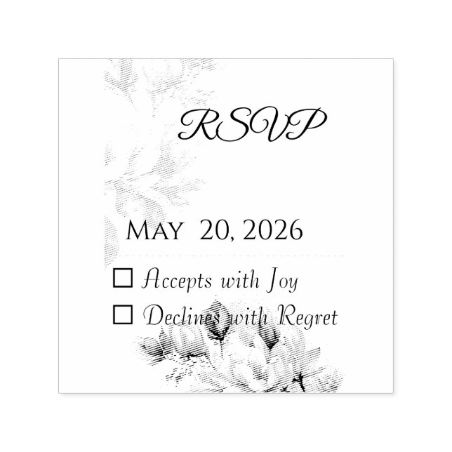 Elegant Classic Beige Magnolia RSVP Card Self-inking Stamp (Design)