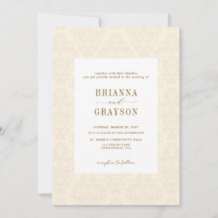 Elegant Classic Beige Script Vintage Wedding Invitation