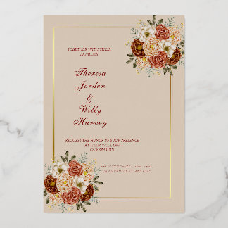 Elegant Classic being & brown wedding invitations 