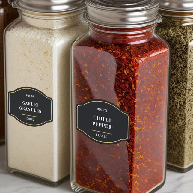 Elegant Classic Black and Gold Spice Jar Labels  (Creator Uploaded)