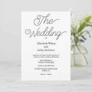 Elegant Classic Black and White Caligraphy Wedding Invitation