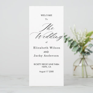 Elegant Classic Black and White Caligraphy Wedding Programme