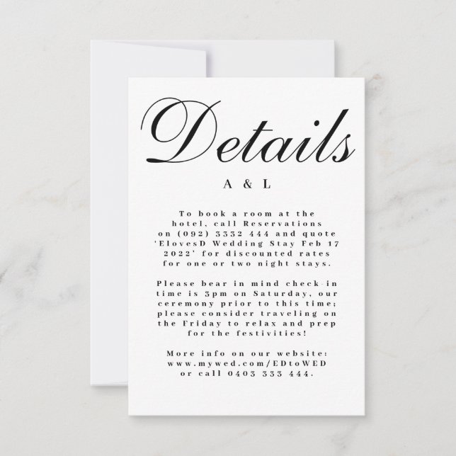 Elegant Classic Black and White Caligraphy Wedding RSVP Card (Front)