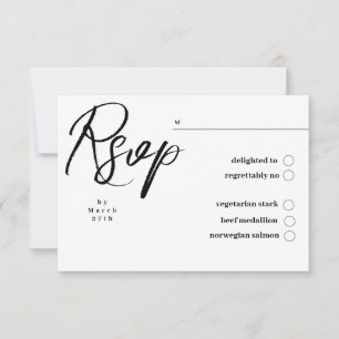 Elegant Classic Black and White Caligraphy Wedding RSVP Card