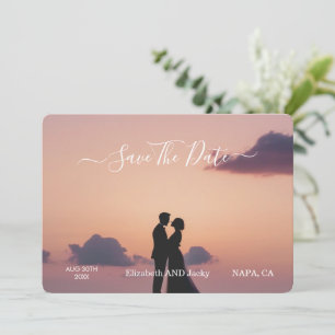 Elegant Classic Black and White Caligraphy Wedding Save The Date