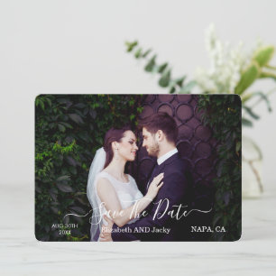 Elegant Classic Black and White Caligraphy Wedding Save The Date