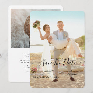 Elegant Classic Black and White Caligraphy Wedding Save The Date