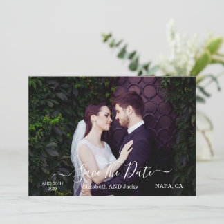 Elegant Classic Black and White Caligraphy Wedding Save The Date