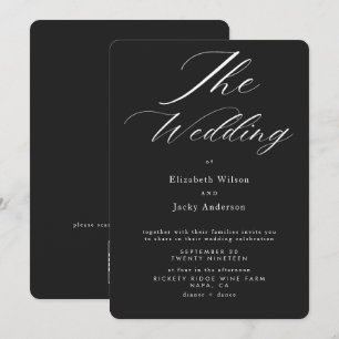 Elegant Classic Black and White QR code Wedding Invitation