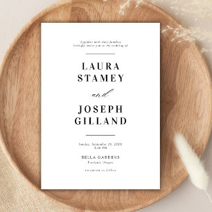 Elegant Classic Black and White Wedding Invitation