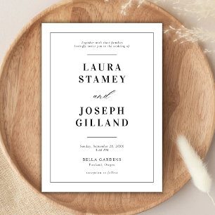 Elegant Classic Black and White Wedding Invitation